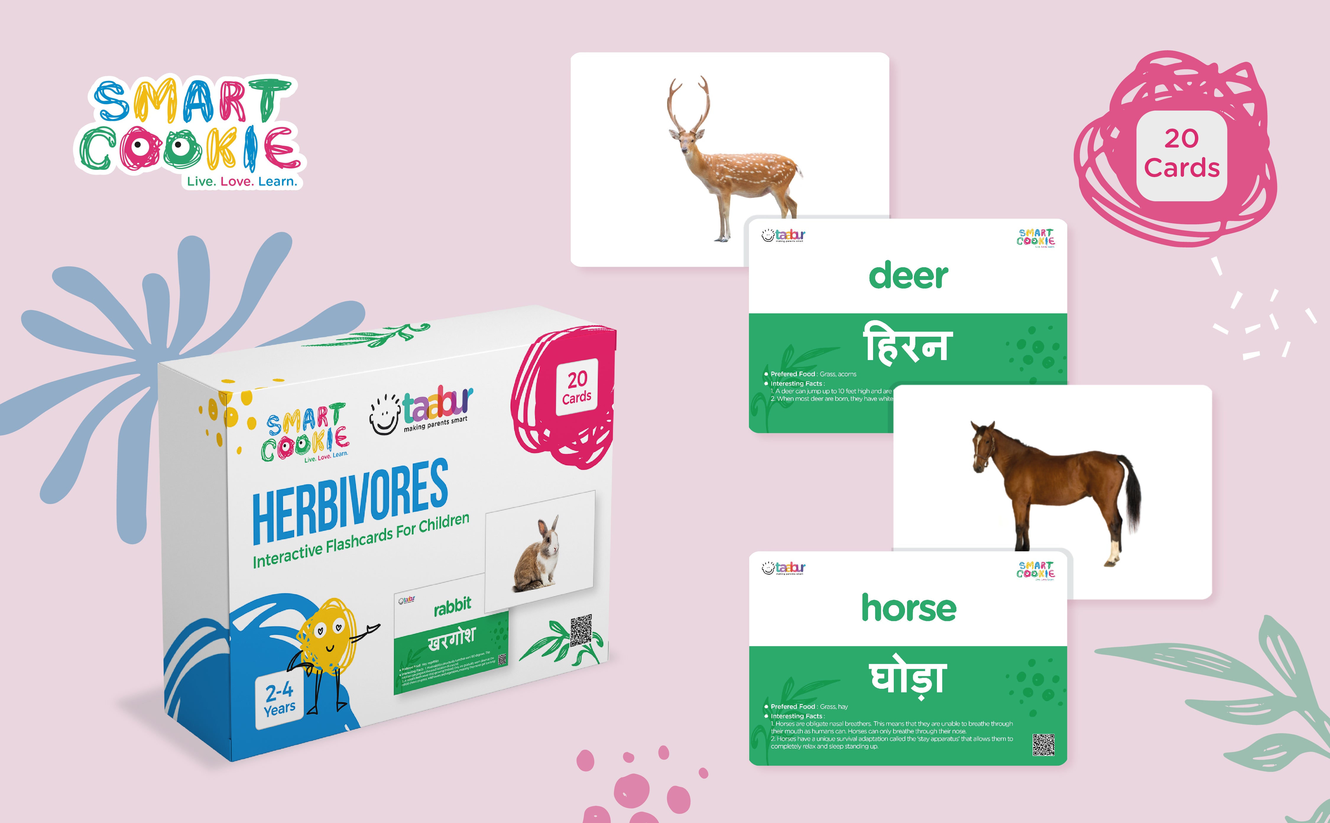 Herbivores - Interactive Flashcards for Children (20 Cards) - for Kids Aged 2 to 4 Years Old