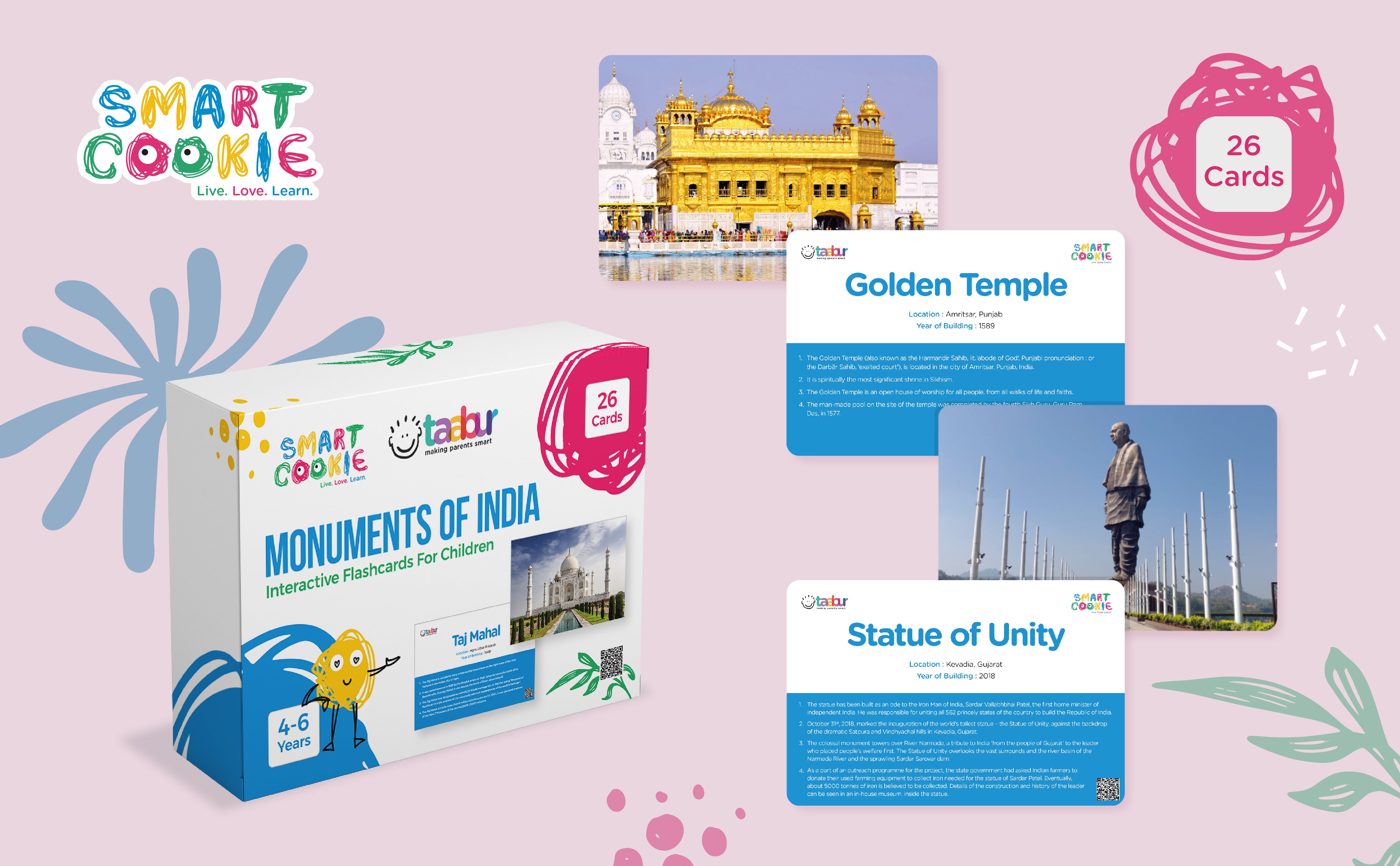 Monuments of India - Interactive Flashcards for Children (26 Cards) - for Kids Aged 2 to 4 Years Old