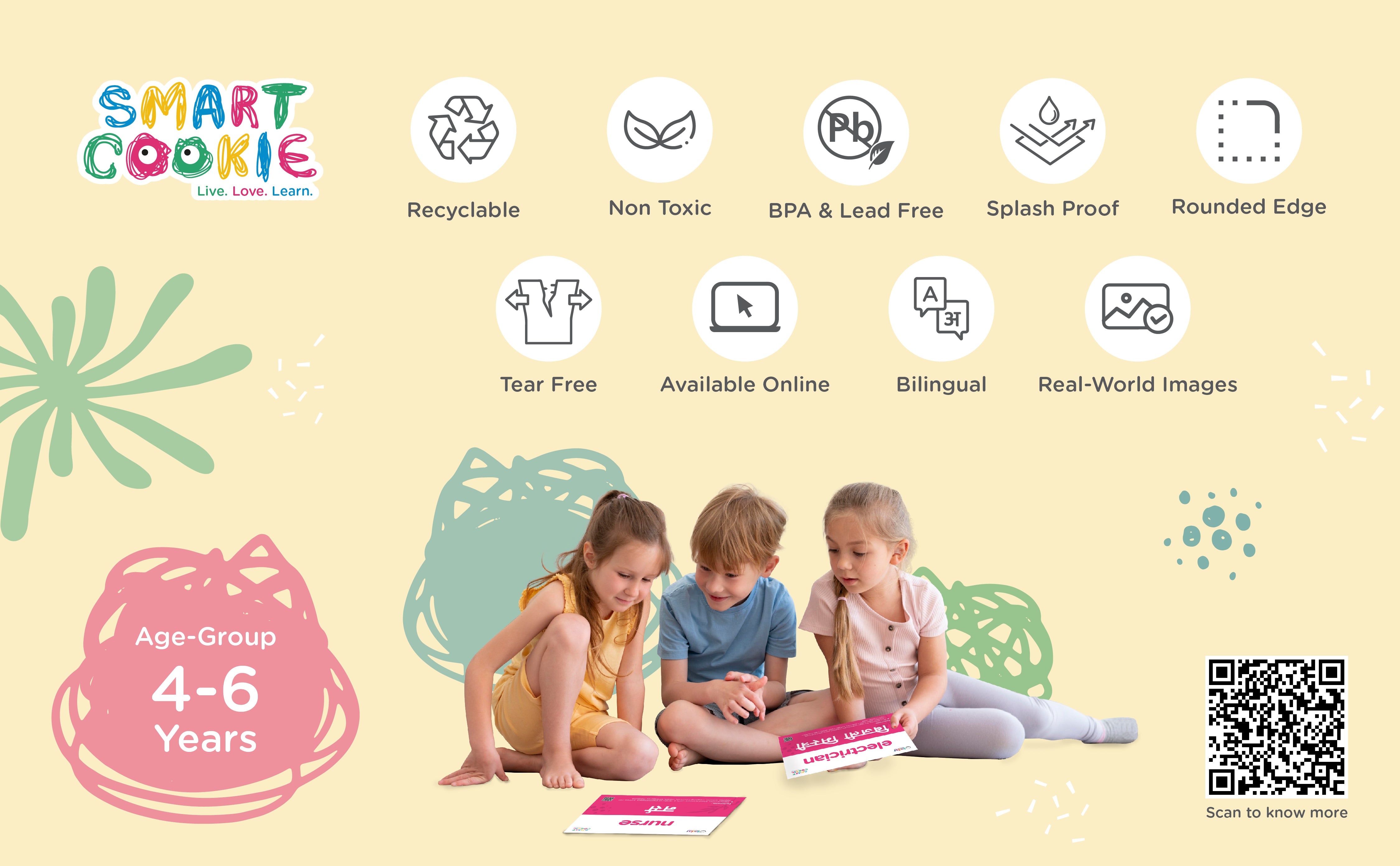 Hindi 2 Letter Words - Interactive Flash Cards for Children (40 Cards) - for Kids Aged 4 to 6 Years Old