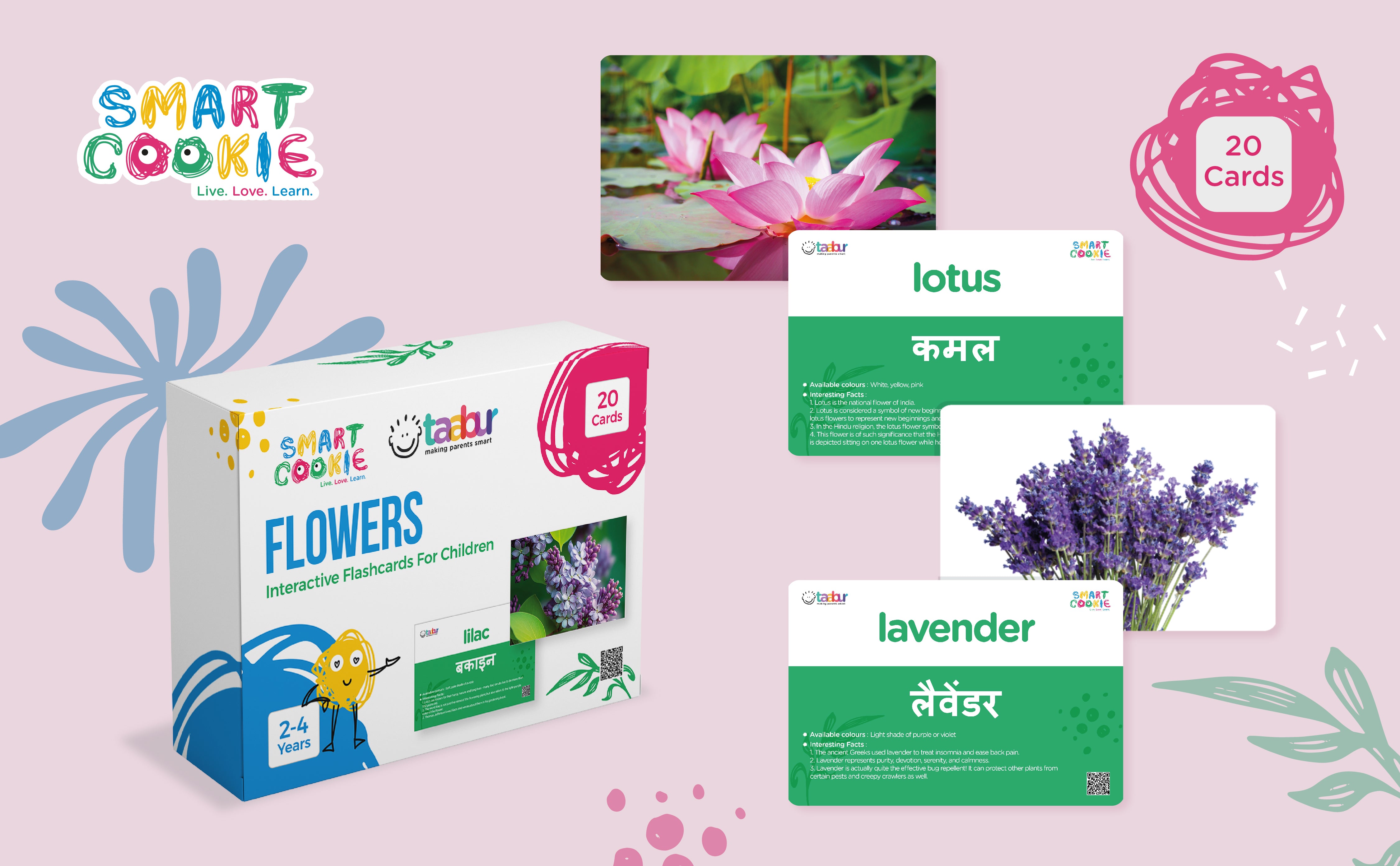 Flowers - Interactive Flash Cards for Children (20 Cards) - for Kids Aged 2 to 4 Years Old