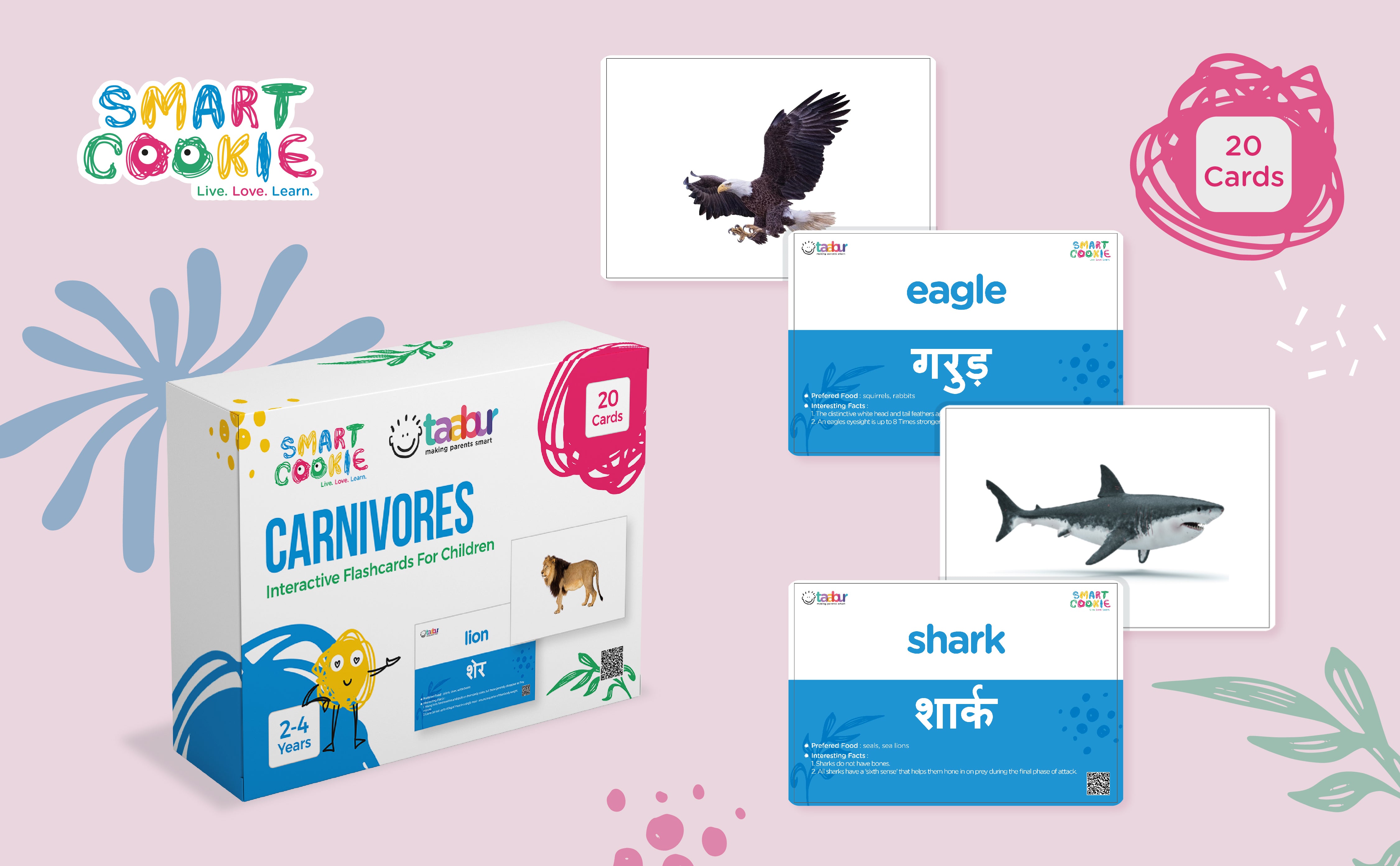 Carnivores - Interactive Flashcards for Children (20 Cards) - for Kids Aged 2 to 4 Years Old