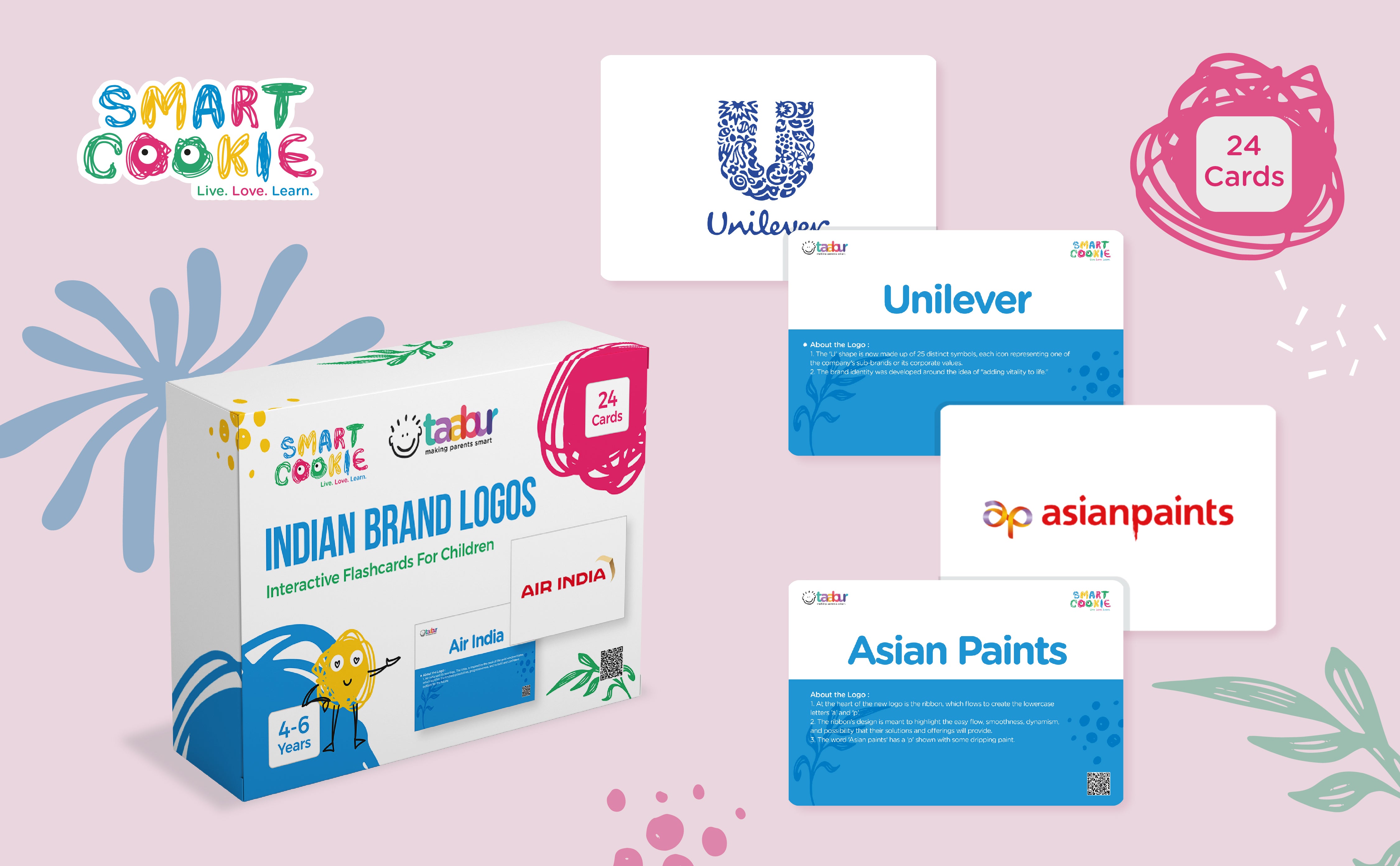 Indian Brand Logos - Interactive Flash Cards for Children (24 Cards) - for Kids Aged 4 to 6 Years Old