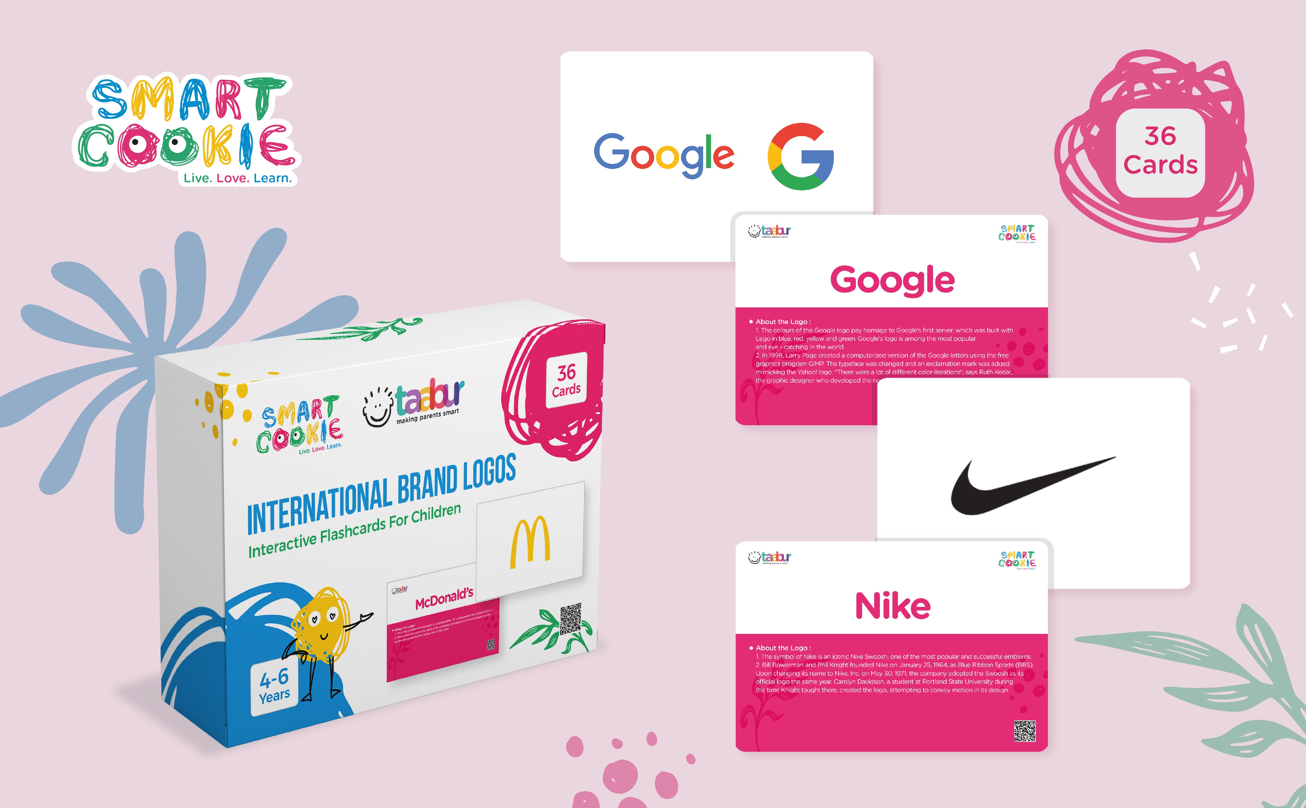 International Brand Logos - Interactive Flash Cards for Children (36 Cards) - for Kids Aged 4 to 6 Years Old