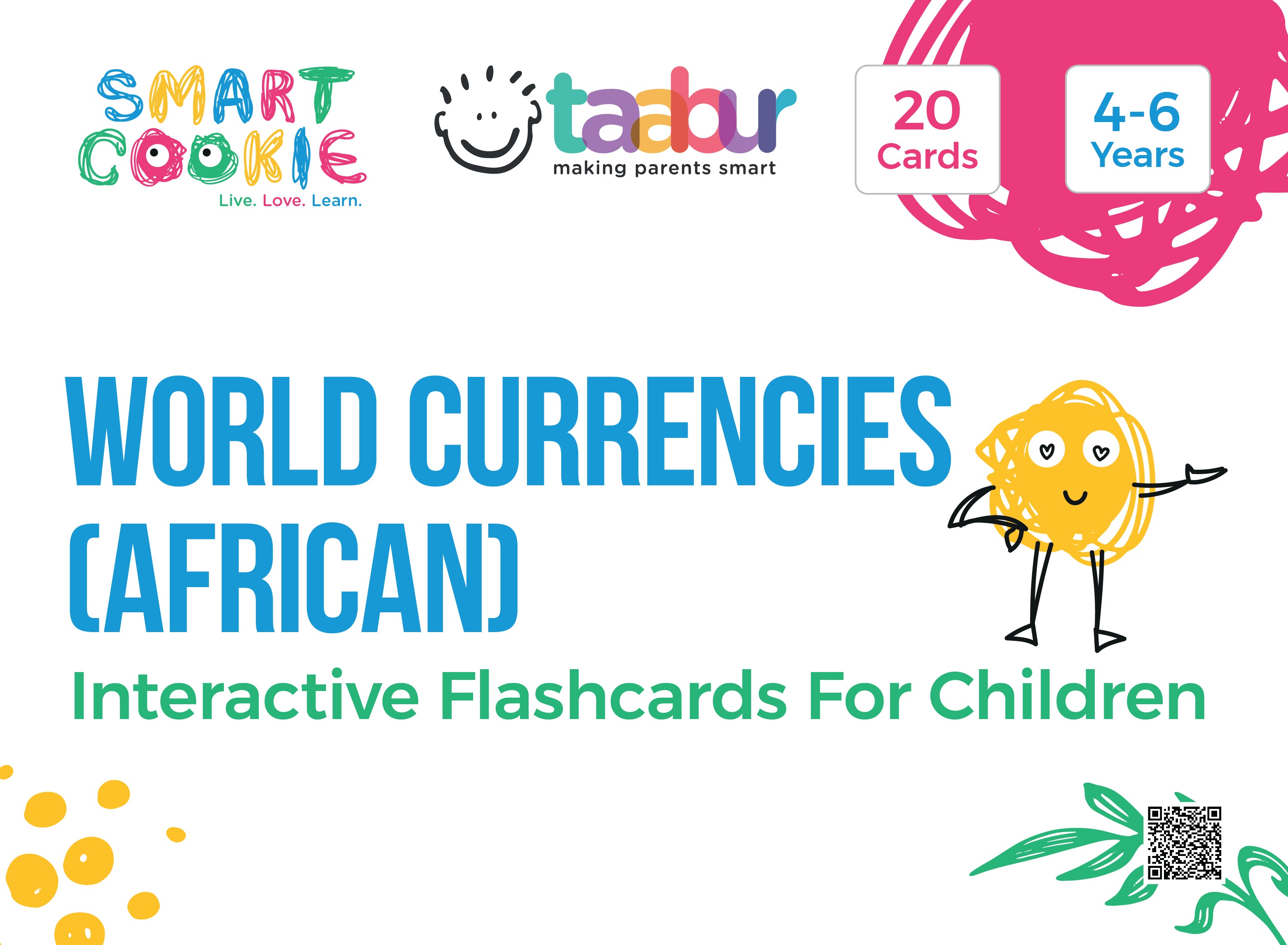 World Currencies - 4 Sets of Interactive Flashcards - for Kids Aged 4 to 6 Years Old