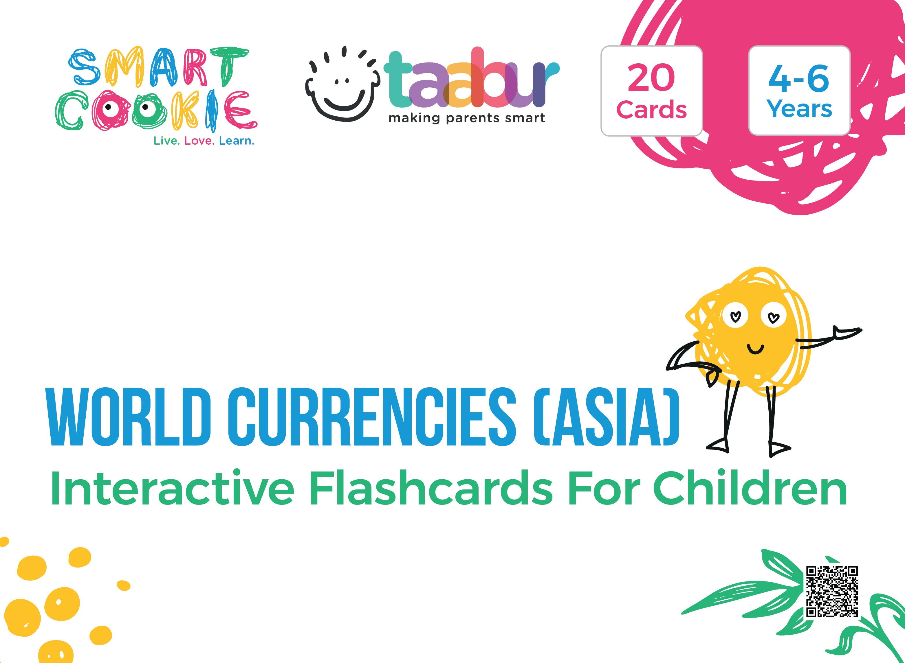 World Currencies - 4 Sets of Interactive Flashcards - for Kids Aged 4 to 6 Years Old