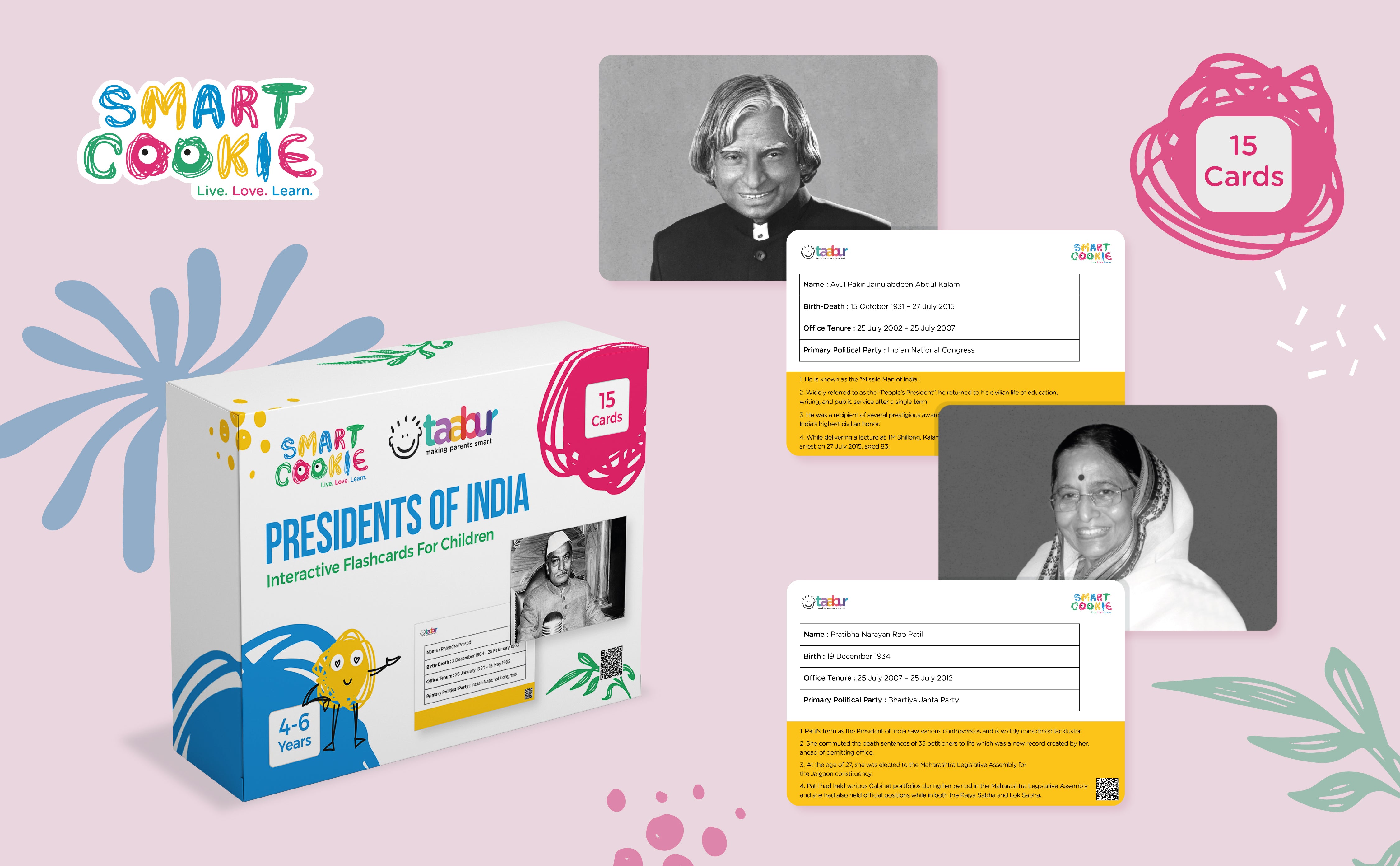 Presidents of India - Interactive Flashcards for Children (15 Cards) - for Kids Aged 2 to 4 Years Old