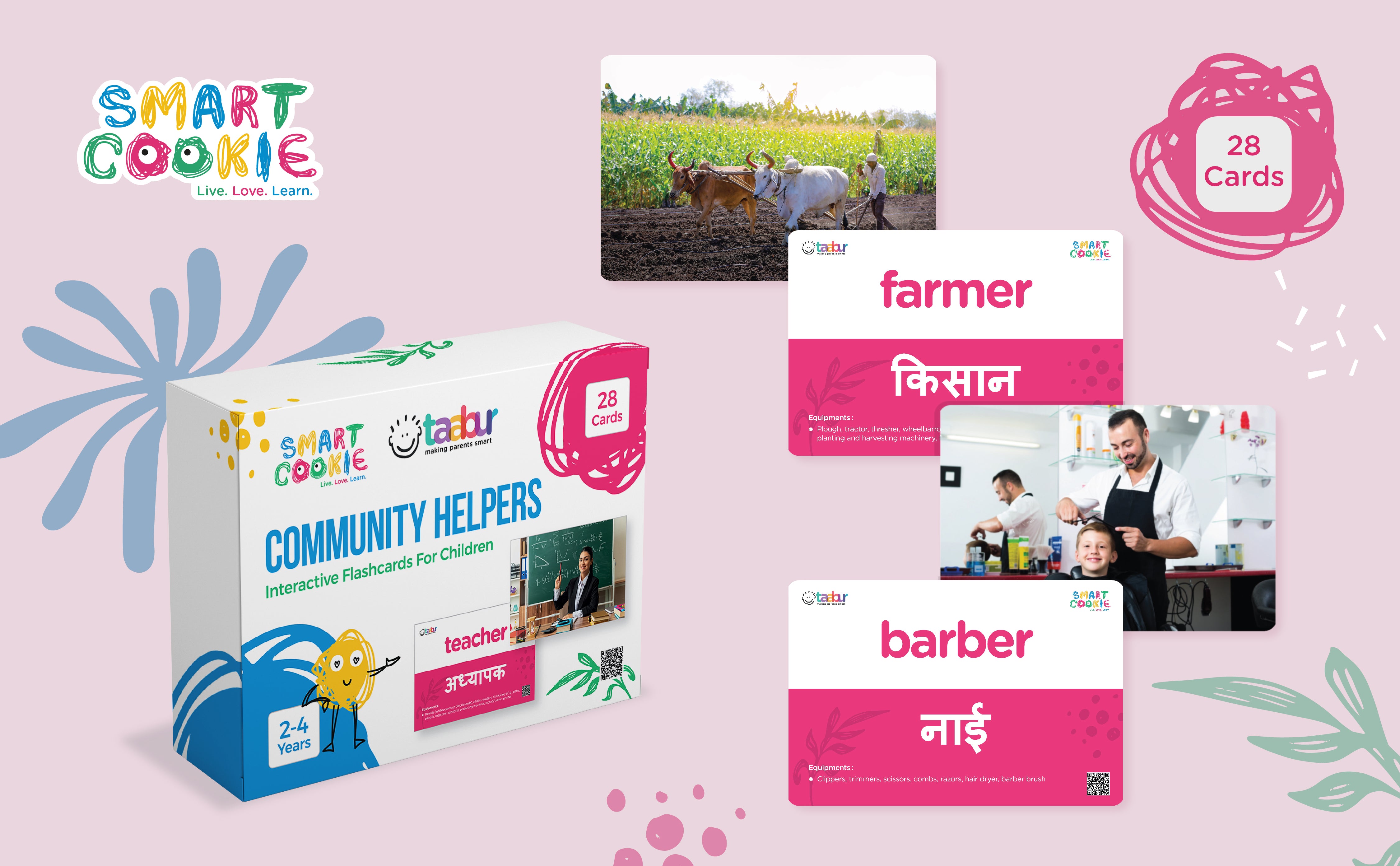 Community Helpers - Interactive Flash Cards for Children (28 Cards) - for Kids Aged 2 to 4 Years Old