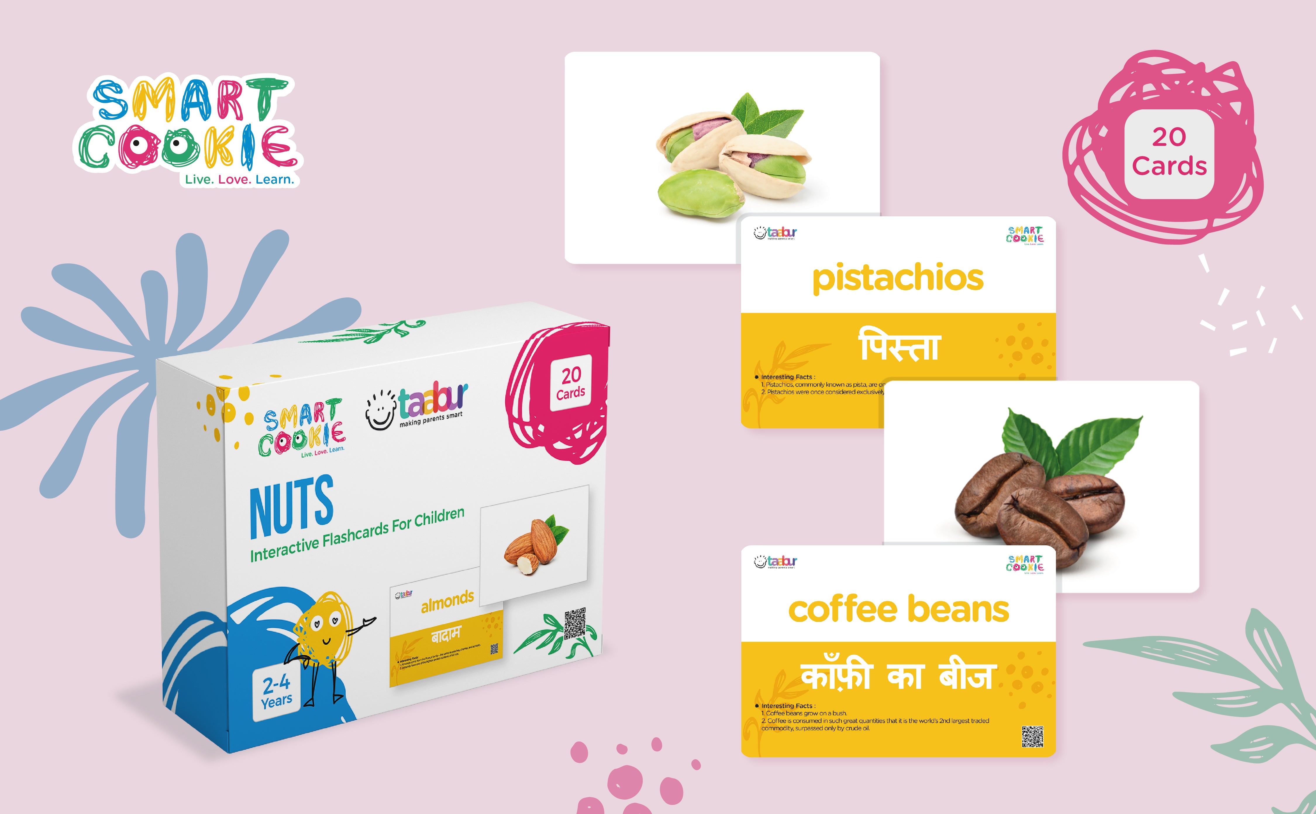 Nuts - Interactive Flash Cards for Children (20 Cards) - for Kids Aged 2 to 4 Years Old