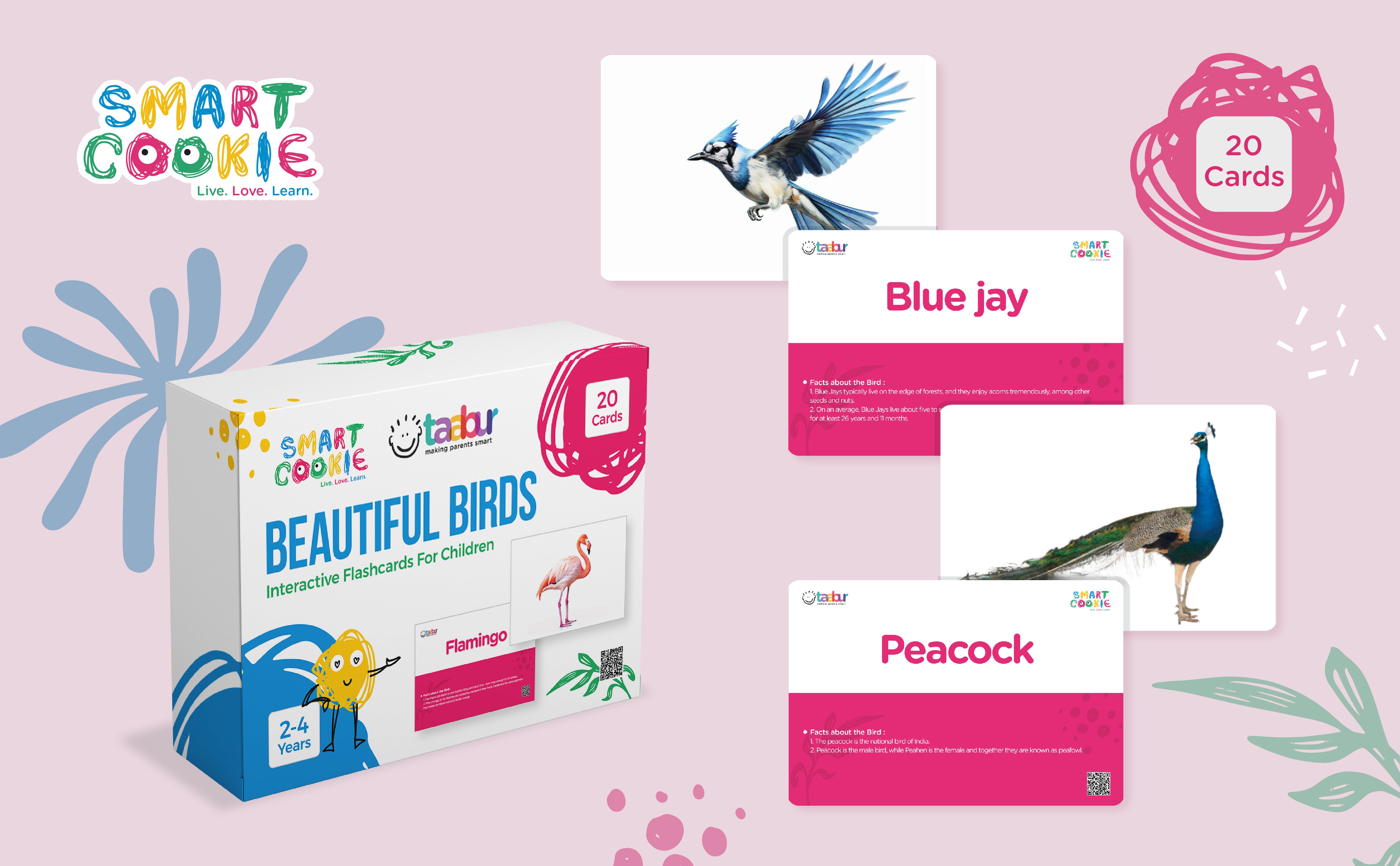 Beautiful Birds - Interactive Flash Cards for Children (20 Cards) - for Kids Aged 2 to 4 Years Old