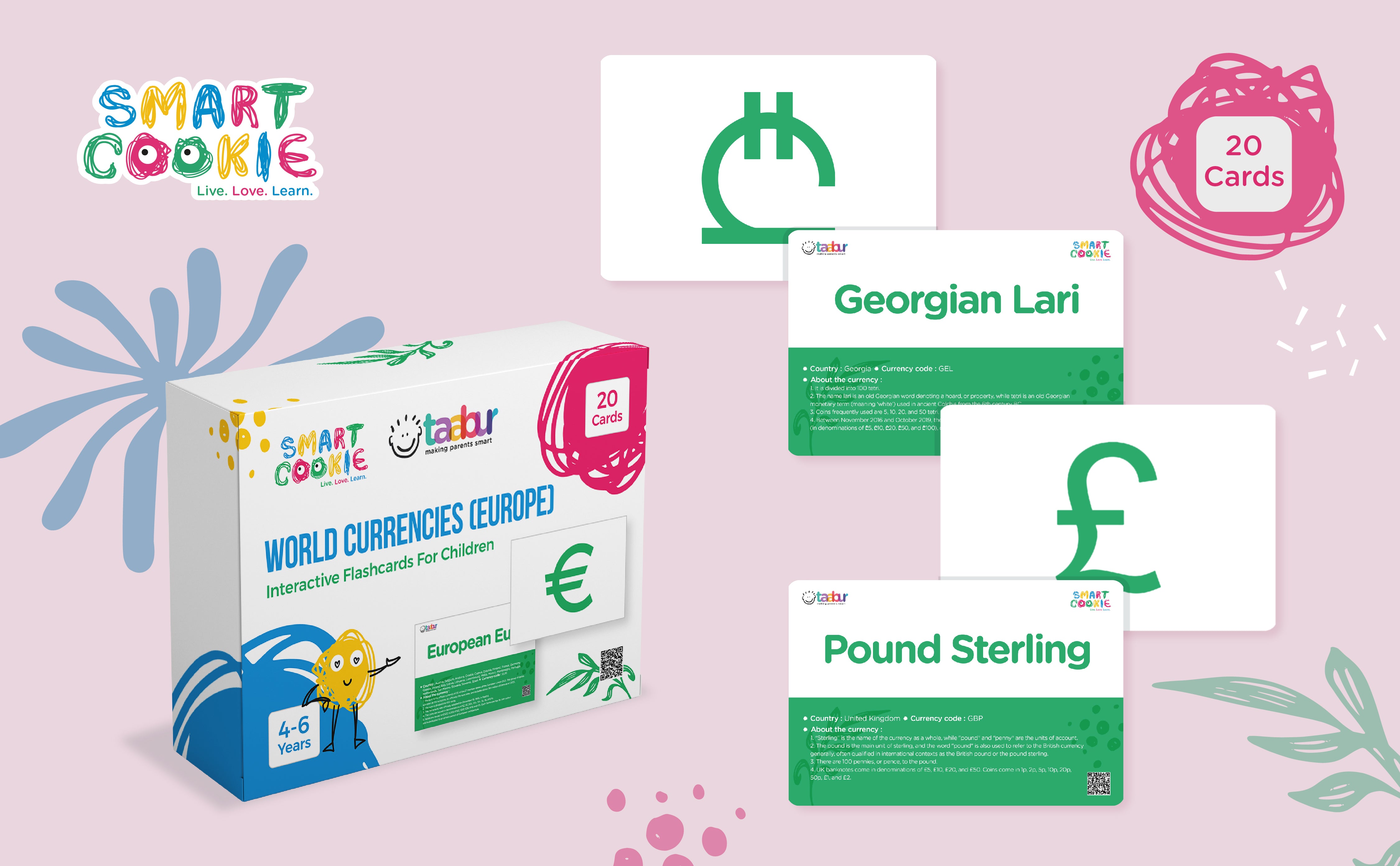 World Currencies (Europe) - Interactive Flash Cards for Children (20 Cards) - for Kids Aged 4 to 6 Years Old