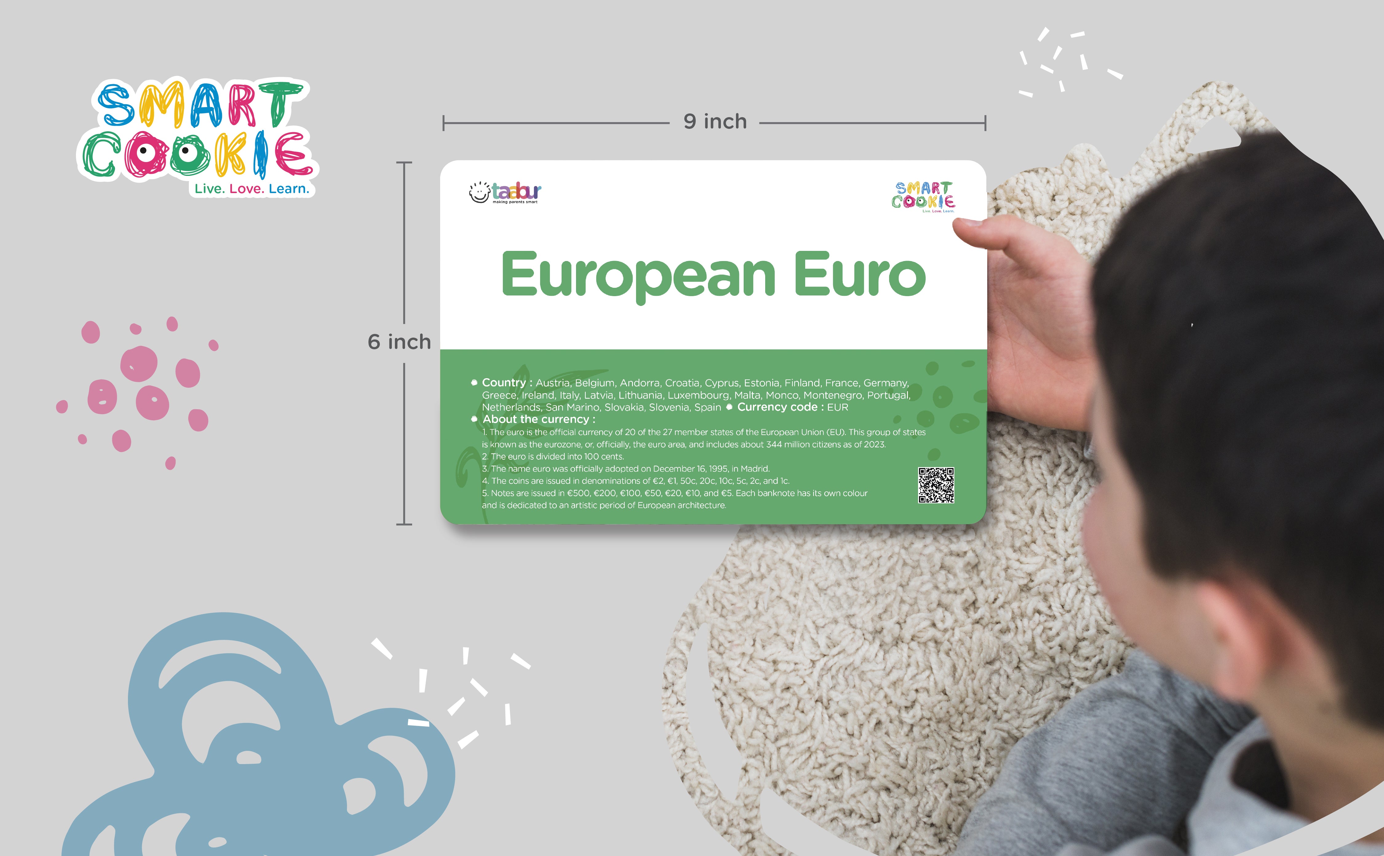 World Currencies (Europe) - Interactive Flash Cards for Children (20 Cards) - for Kids Aged 4 to 6 Years Old