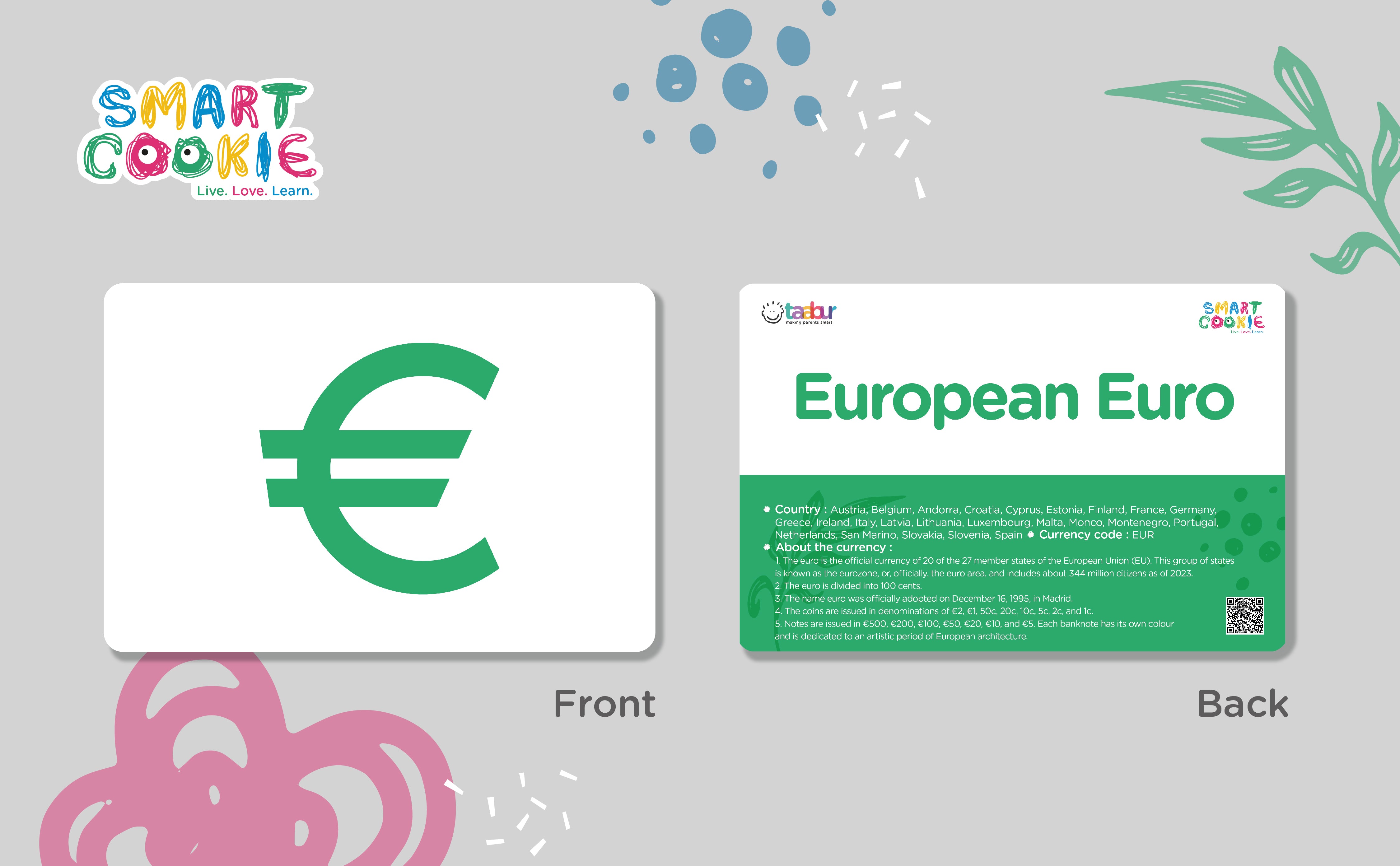 World Currencies (Europe) - Interactive Flash Cards for Children (20 Cards) - for Kids Aged 4 to 6 Years Old