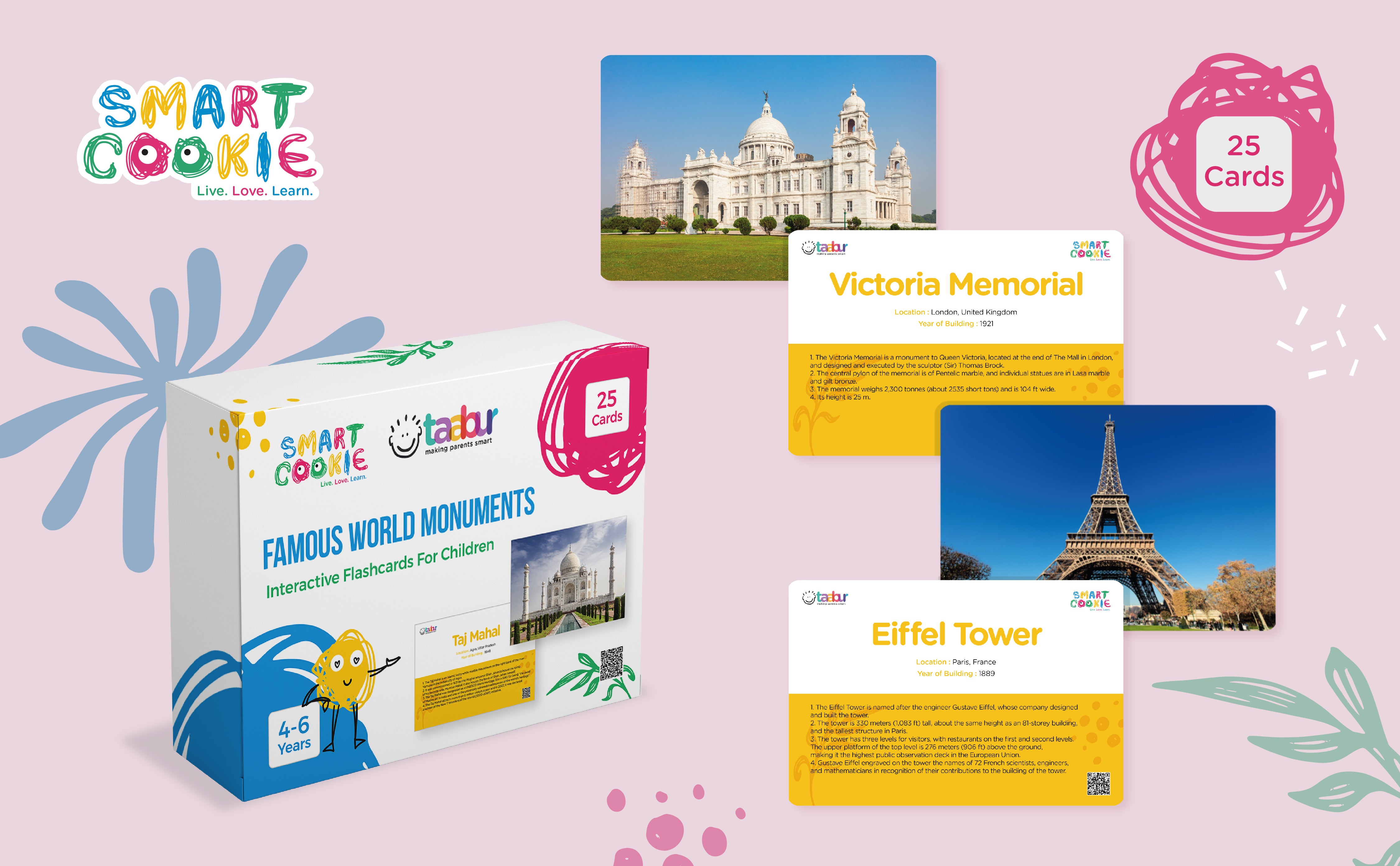 Famous World Monuments - Interactive Flash Cards for Children (25 Cards) - for Kids Aged 4 to 6 Years Old