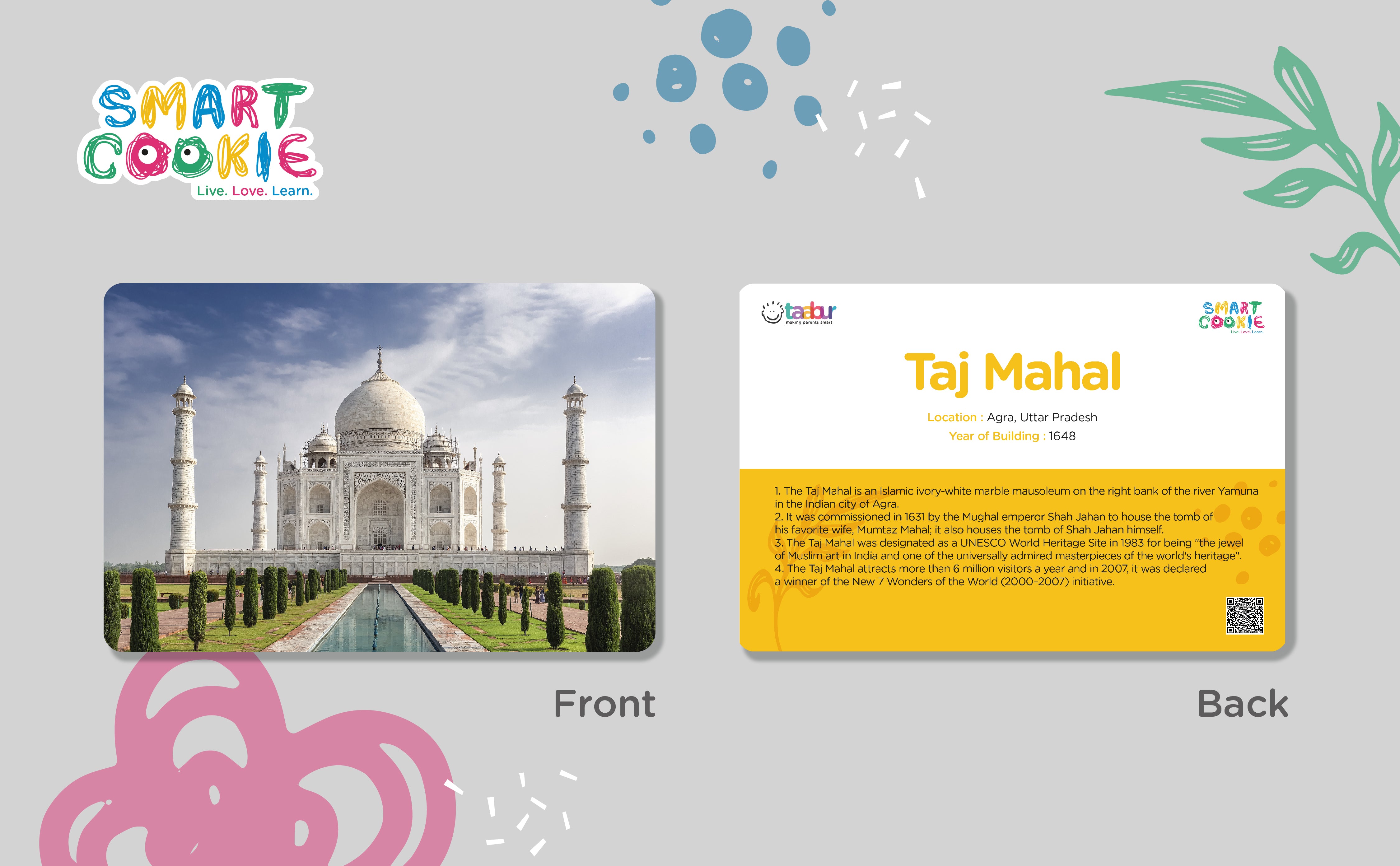 Famous World Monuments - Interactive Flash Cards for Children (25 Cards) - for Kids Aged 4 to 6 Years Old